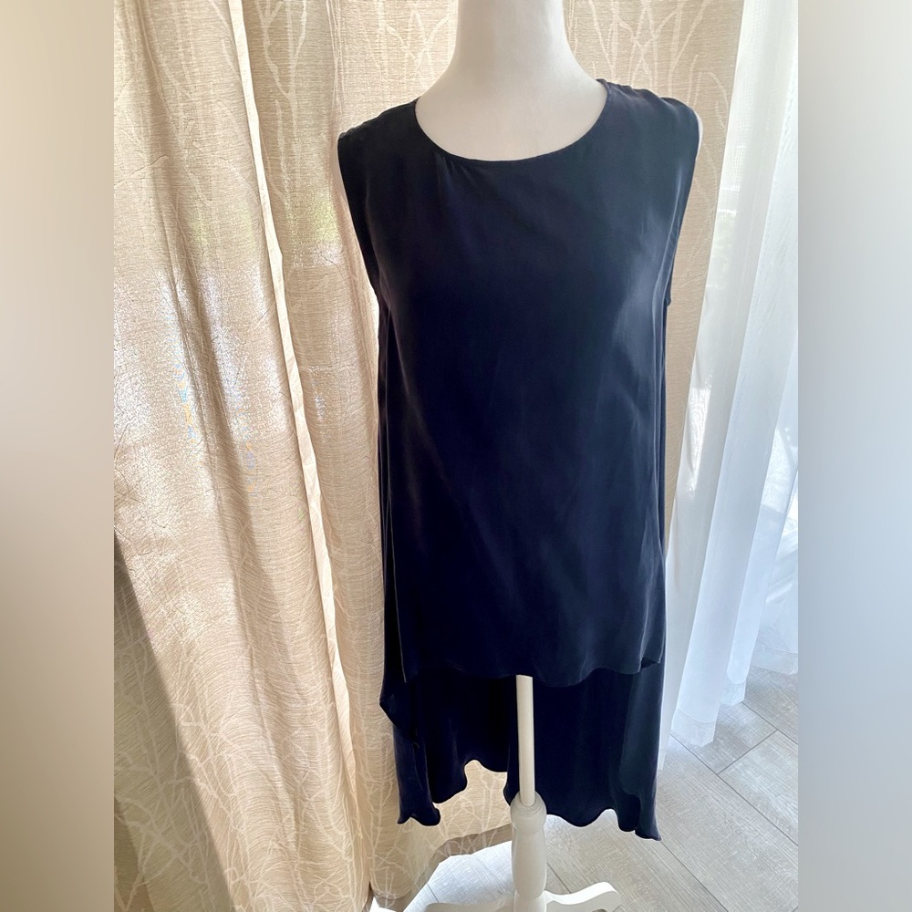 DEPOT high-low, light weight, navy sleeveless dress/ tunic Size M
